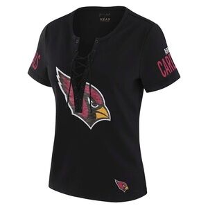 Arizona Cardinals WEAR Erin Andrews x Gracie Hunt Bling Lace-Up T-Shirt Large